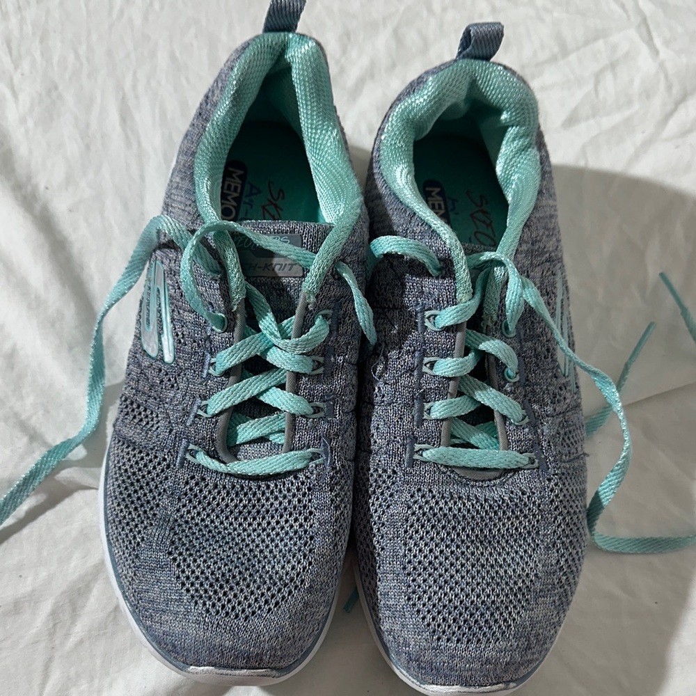 Skechers Women's Teal and Gray Sneakers